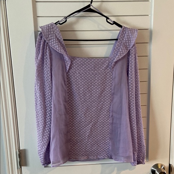 Banana Republic Tops - Banana Republic Purple Puff Sleeve Blouse XL